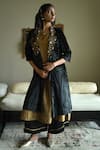 Buy_Shorshe Clothing_Black Velvet Embroidery, Lace V-neck Sally Hand Jacket _at_Aza_Fashions