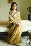 Shorshe Clothing_Gold Tissue Lace Lakeer Stripe Woven Saree _Online_at_Aza_Fashions