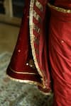 Shorshe Clothing_Red Velvet, Silk Embroidery, Lace, Zari Zubeida Hand Saree _Online_at_Aza_Fashions