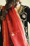 Buy_Shorshe Clothing_Red Organza Lace, Embroidery, Sequins Shiuli Dupatta _Online_at_Aza_Fashions