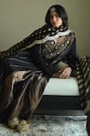 Shorshe Clothing_Black Tissue Lace, Embroidery, Patchwork Lakeerein Stripe Dupatta _Online_at_Aza_Fashions