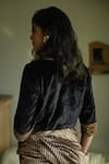 Shop_Shorshe Clothing_Black Velvet Zari V-neck Zubeida Embroidered Blouse _at_Aza_Fashions