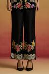 Chandrima Black Chanderi Embroidery Contrast Paisley Work Pant Online at Aza Fashions Chandrima_Black Chanderi Embroidery Contrast Paisley Work Pant _Online_at_Aza_Fashions
