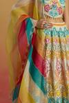 Shop_Chandrima_Multi Color Silk Organza Colorblock Striped Dupatta _at_Aza_Fashions
