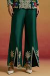 Chandrima Emerald Green Chanderi Embroidery, Beads Contrast Cord Work Bell Bottom Pant Online at Aza Fashions Chandrima_Emerald Green Chanderi Embroidery, Beads Contrast Cord Work Bell Bottom Pant _Online_at_Aza_Fashions
