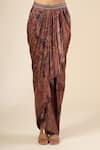 Shop_Tarun Tahiliani_Maroon Printed Draped Skirt _at_Aza_Fashions