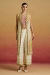 Buy Chandrima Ivory Chanderi Applique, Beads, Embroidery Open Neck Striped Long Jacket at Aza Fashions Buy_Chandrima_Ivory Chanderi Applique, Beads, Embroidery Open Neck Striped Long Jacket _at_Aza_Fashions