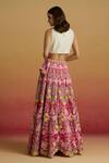 Shop Chandrima Pink Silk Organza Embroidery, Beads Hot Contrast Thread Work Lehenga at Aza Fashions Shop_Chandrima_Pink Silk Organza Embroidery, Beads Hot Contrast Thread Work Lehenga _at_Aza_Fashions