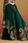 Chandrima_Emerald Green Chanderi Embroidery, Beads, Tassels Paisley Layered Lehenga _Online_at_Aza_Fashions