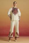 Buy_Chandrima_Ivory Chanderi Applique, Embroidery, Beads Paisley Pant _at_Aza_Fashions