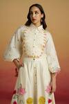 Buy_Chandrima_Ivory Chanderi Applique, Embroidery Collared 3d Floral Shirt _at_Aza_Fashions