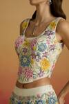 Buy_Chandrima_Ivory Chanderi Embroidery, Beads Scoop Neck Pastel Floral Thread Work Corset _Online_at_Aza_Fashions
