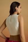 Shop Chandrima Ivory Chanderi Embroidery, Beads Round Neck Scalloped Crop Top at Aza Fashions Shop_Chandrima_Ivory Chanderi Embroidery, Beads Round Neck Scalloped Crop Top _at_Aza_Fashions