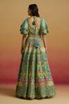 Shop_Chandrima_Green Chanderi Embroidery, Beads, Tassels Sage Floral Lehenga _at_Aza_Fashions