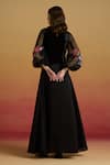 Shop_Chandrima_Black Chanderi, Silk Organza, Velvet Embroidery, Contrast Paisley Flounce Dress _at_Aza_Fashions