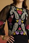 Buy_Chandrima_Black Chanderi, Silk Organza, Velvet Embroidery, Contrast Paisley Flounce Dress _Online_at_Aza_Fashions