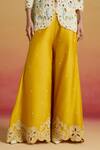 Chandrima_Yellow Chanderi Beads, Cut Work Contrast Sharara _Online_at_Aza_Fashions