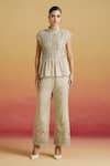 Buy_Chandrima_Silver Tissue Cut Work Tonal Pant _at_Aza_Fashions