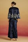 Shop Chandrima Navy Velvet Applique, Beads, Sequins Round Contrast Silver Work Short Jacket at Aza Fashions Shop_Chandrima_Navy Velvet Applique, Beads, Sequins Round Contrast Silver Work Short Jacket _at_Aza_Fashions