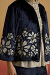 Buy Chandrima Navy Velvet Applique, Beads, Sequins Round Contrast Silver Work Short Jacket Online at Aza Fashions Buy_Chandrima_Navy Velvet Applique, Beads, Sequins Round Contrast Silver Work Short Jacket _Online_at_Aza_Fashions