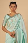 Buy Gulabo By Abu Sandeep Blue Chanderi Embroidery, Sequins V-neck Saree Blouse at Aza Fashions Buy_Gulabo By Abu Sandeep_Blue Chanderi Embroidery, Sequins V-neck Saree Blouse _at_Aza_Fashions