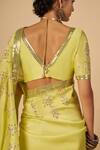 Gulabo By Abu Sandeep Lime Chanderi Sequins, Embroidery V-neck Saree Blouse at Aza Fashions Gulabo By Abu Sandeep_Lime Chanderi Sequins, Embroidery V-neck Saree Blouse _at_Aza_Fashions