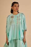 Buy Gulabo By Abu Sandeep Aqua Chanderi Embroidery, Sequins, Metallic Thread Round Neck Asymmetric Tunic at Aza Fashions Buy_Gulabo By Abu Sandeep_Aqua Chanderi Embroidery, Sequins, Metallic Thread Round Neck Asymmetric Tunic _at_Aza_Fashions
