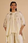 Buy Gulabo By Abu Sandeep Off White Chanderi Sequins, Zari Round Neck Embroidered Asymmetric Tunic at Aza Fashions Buy_Gulabo By Abu Sandeep_Off White Chanderi Sequins, Zari Round Neck Embroidered Asymmetric Tunic _at_Aza_Fashions