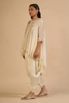 Buy Gulabo By Abu Sandeep Off White Chanderi Sequins, Zari Round Neck Embroidered Asymmetric Tunic Online at Aza Fashions Buy_Gulabo By Abu Sandeep_Off White Chanderi Sequins, Zari Round Neck Embroidered Asymmetric Tunic _Online_at_Aza_Fashions