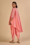 Gulabo By Abu Sandeep Pink Chanderi Embroidery, Zari Round Neck Asymmetric Tunic Online at Aza Fashions Gulabo By Abu Sandeep_Pink Chanderi Embroidery, Zari Round Neck Asymmetric Tunic _Online_at_Aza_Fashions