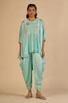 Buy Gulabo By Abu Sandeep Aqua Chanderi Draped Pant at Aza Fashions Buy_Gulabo By Abu Sandeep_Aqua Chanderi Draped Pant _at_Aza_Fashions