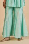 Buy Gulabo By Abu Sandeep Aqua Chanderi Zari Embroidered Flared Pant Online at Aza Fashions Buy_Gulabo By Abu Sandeep_Aqua Chanderi Zari Embroidered Flared Pant _Online_at_Aza_Fashions