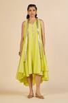 Buy Gulabo By Abu Sandeep Lime Chanderi Embroidery, Sequins V-neck Tiered Midi Dress at Aza Fashions Buy_Gulabo By Abu Sandeep_Lime Chanderi Embroidery, Sequins V-neck Tiered Midi Dress _at_Aza_Fashions