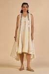 Buy Gulabo By Abu Sandeep Off White Chanderi Sequins, Embroidery V-neck Midi Dress With at Aza Fashions Buy_Gulabo By Abu Sandeep_Off White Chanderi Sequins, Embroidery V-neck Midi Dress With _at_Aza_Fashions