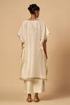 Shop Gulabo By Abu Sandeep Off White Chanderi Embroidery, Sequins, Metallic Thread V-neck Kaftan at Aza Fashions Shop_Gulabo By Abu Sandeep_Off White Chanderi Embroidery, Sequins, Metallic Thread V-neck Kaftan _at_Aza_Fashions