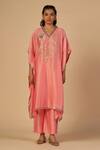 Buy Gulabo By Abu Sandeep Pink Chanderi Embroidery, Sequins V-neck Kaftan With Detail at Aza Fashions Buy_Gulabo By Abu Sandeep_Pink Chanderi Embroidery, Sequins V-neck Kaftan With Detail _at_Aza_Fashions