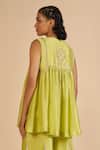 Shop Gulabo By Abu Sandeep Lime Chanderi Embroidery, Zari Round Neck Peplum Tunic at Aza Fashions Shop_Gulabo By Abu Sandeep_Lime Chanderi Embroidery, Zari Round Neck Peplum Tunic _at_Aza_Fashions