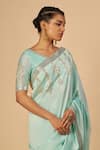Shop Gulabo By Abu Sandeep Blue Chanderi Sequins, Embroidery Saree With Border Online at Aza Fashions Shop_Gulabo By Abu Sandeep_Blue Chanderi Sequins, Embroidery Saree With Border _Online_at_Aza_Fashions