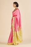 Buy_Gulabo By Abu Sandeep_Pink Chanderi Embroidery, Zari Round Neck Blouse _Online_at_Aza_Fashions