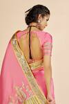 Shop_Gulabo By Abu Sandeep_Pink Chanderi Embroidery, Zari Round Neck Blouse _Online_at_Aza_Fashions