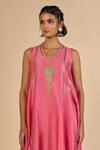 Buy Gulabo By Abu Sandeep Pink Chanderi Embroidery, Zari, Gota Patti V-neck Tunic Buy_Gulabo By Abu Sandeep_Pink Chanderi Embroidery, Zari, Gota Patti V-neck Tunic