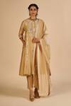 Buy Gulabo By Abu Sandeep Beige Chanderi Embroidery, Zari Round Neck Tunic Buy_Gulabo By Abu Sandeep_Beige Chanderi Embroidery, Zari Round Neck Tunic