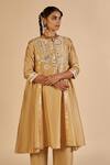 Buy Gulabo By Abu Sandeep Beige Chanderi Embroidery, Zari Round Neck Tunic at Aza Fashions Buy_Gulabo By Abu Sandeep_Beige Chanderi Embroidery, Zari Round Neck Tunic _at_Aza_Fashions