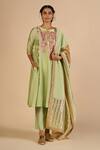 Buy Gulabo By Abu Sandeep Green Chanderi Embroidery, Metallic Thread, Zari Round Neck Tunic Buy_Gulabo By Abu Sandeep_Green Chanderi Embroidery, Metallic Thread, Zari Round Neck Tunic