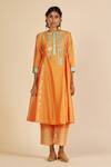 Buy Gulabo By Abu Sandeep Orange Chanderi Embroidery, Zari Round Neck Tunic at Aza Fashions Buy_Gulabo By Abu Sandeep_Orange Chanderi Embroidery, Zari Round Neck Tunic _at_Aza_Fashions
