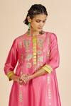 Buy Gulabo By Abu Sandeep Pink Chanderi Embroidery, Metallic Thread Round Neck Tunic Online at Aza Fashions Buy_Gulabo By Abu Sandeep_Pink Chanderi Embroidery, Metallic Thread Round Neck Tunic _Online_at_Aza_Fashions