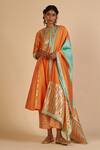 Shop Gulabo By Abu Sandeep Orange Chanderi Zari, Sequins Embroidered Trouser Online at Aza Fashions Shop_Gulabo By Abu Sandeep_Orange Chanderi Zari, Sequins Embroidered Trouser _Online_at_Aza_Fashions