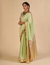 Gulabo By Abu Sandeep Green Chanderi Zari, Embroidery Saree Online at Aza Fashions Gulabo By Abu Sandeep_Green Chanderi Zari, Embroidery Saree _Online_at_Aza_Fashions