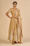 Buy Gulabo By Abu Sandeep Beige Chanderi Embroidery, Sequins, Zari Flared Skirt at Aza Fashions Buy_Gulabo By Abu Sandeep_Beige Chanderi Embroidery, Sequins, Zari Flared Skirt _at_Aza_Fashions