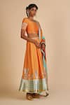 Gulabo By Abu Sandeep Orange Chanderi Embroidery, Metallic Thread, Gota Patti, Zari Skirt Online at Aza Fashions Gulabo By Abu Sandeep_Orange Chanderi Embroidery, Metallic Thread, Gota Patti, Zari Skirt _Online_at_Aza_Fashions